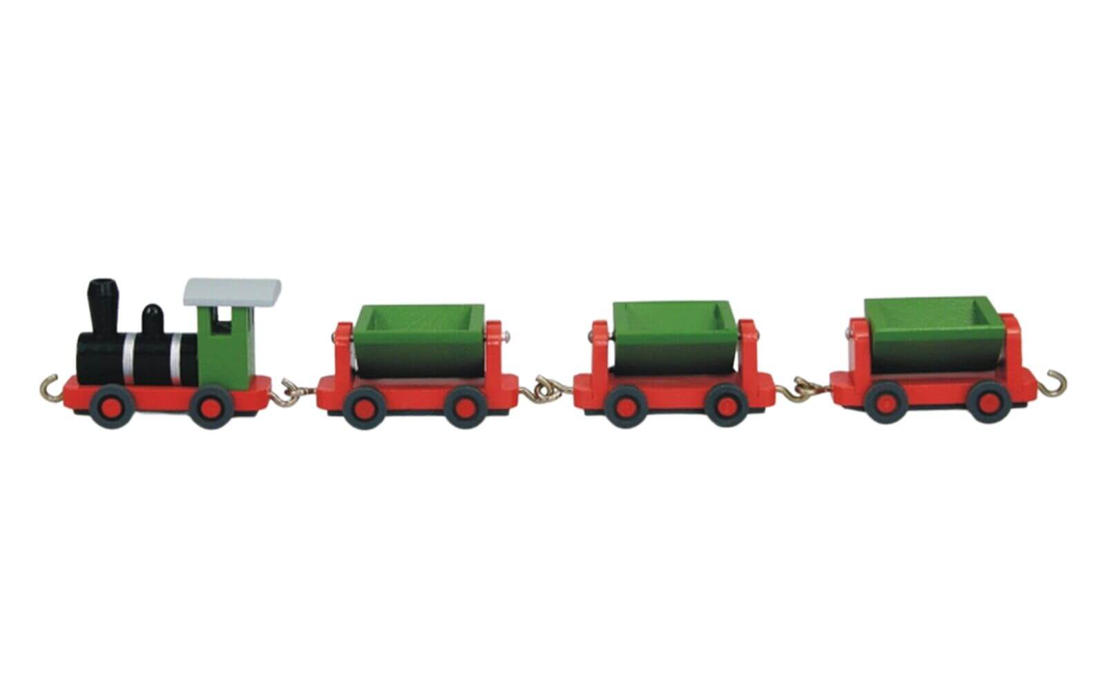 Mine train made of wood, colored by Stephan Kaden