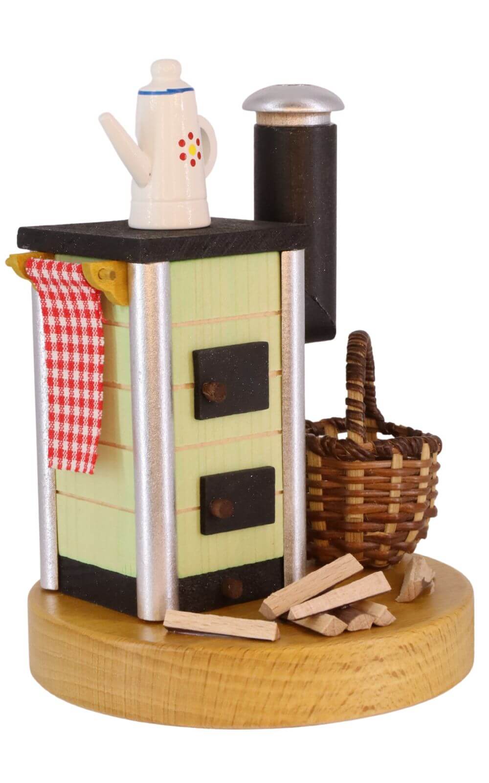 Smoking man stove in green with pot, 14 cm by Richard Glässer_1