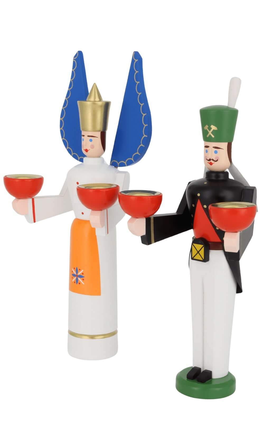 Miner and angel with orange dress by Eckert Folk Art Workshop_3