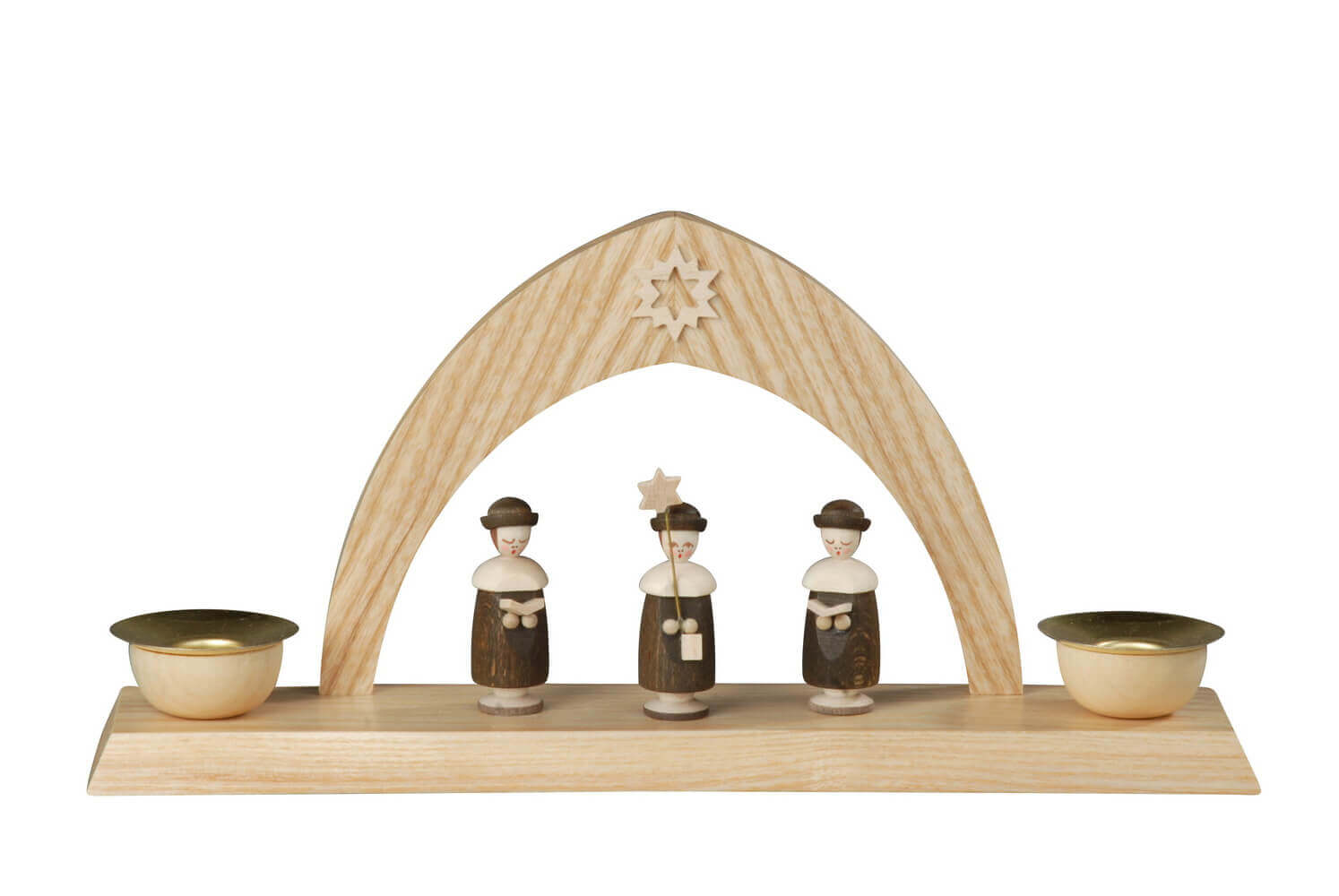 Candle holder with 3 currant singers, natural, 24 cm by Albin Preißler
