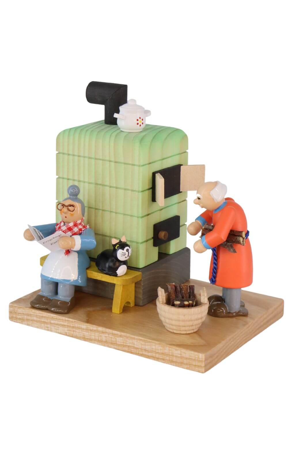 Räuchermännchen Oma und Opa am Kachelofen von Richard Glässer_Bild2