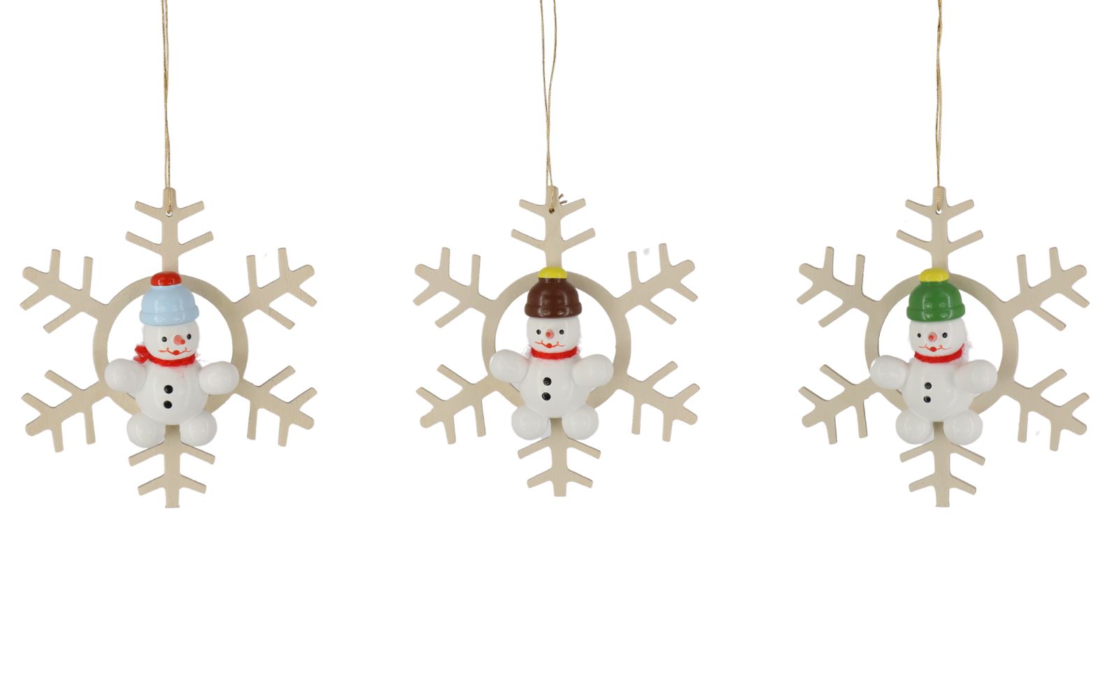 Christmas tree decoration snowman in crystal, 3 pieces, colored by Ralf Zenker
