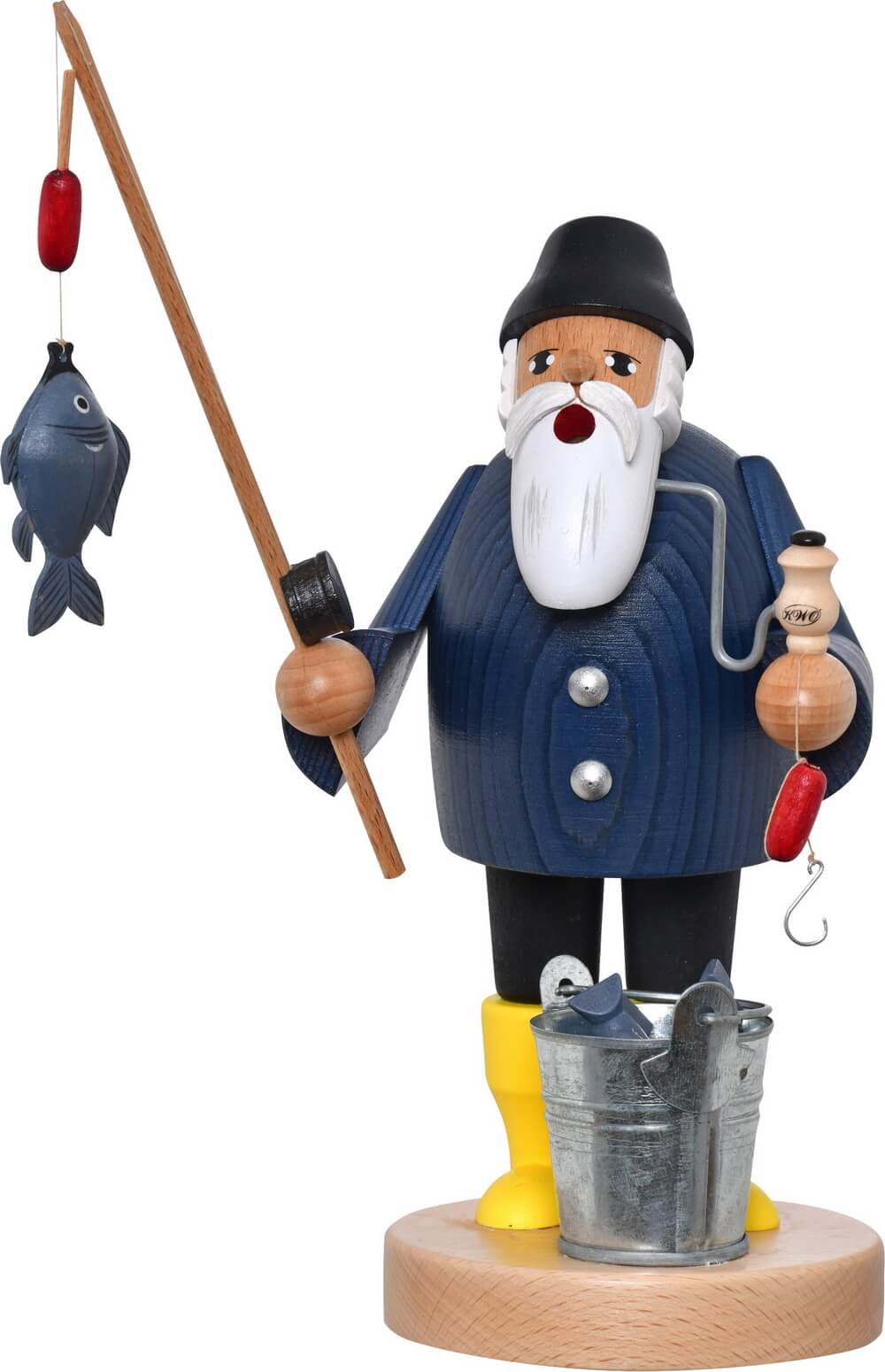 Smoking man angler, 23 cm, colored by KWO