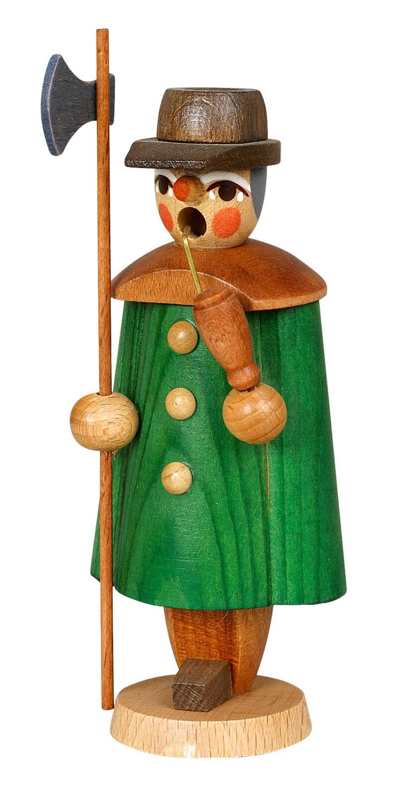 Smoking man night watchman, green, 11 cm by Jan Stephani