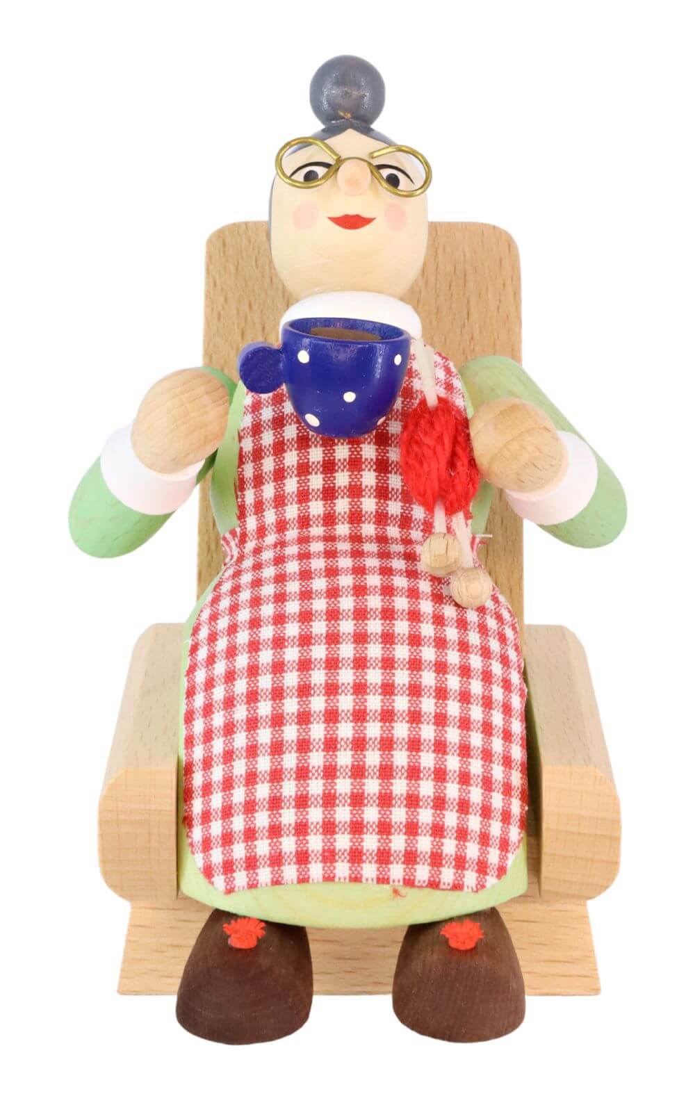 Smoking man Grandma in an armchair, 13 cm, colored by Richard Glässer_1