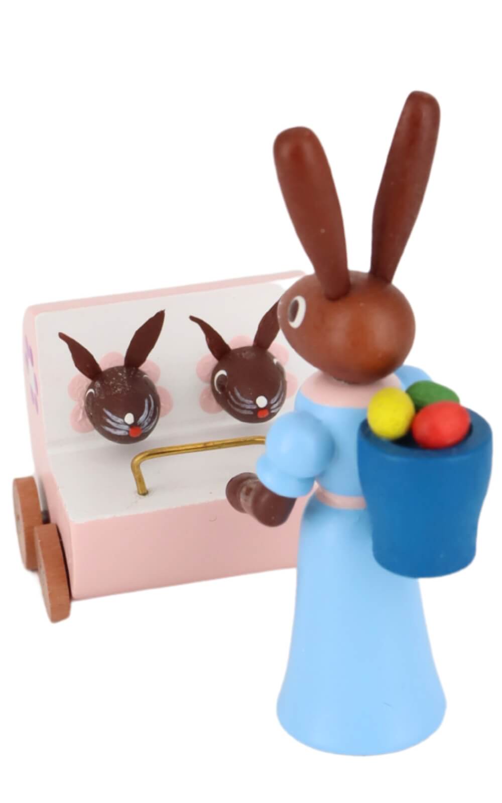 Easter bunny mother with twin stroller, 6cm, colored by Stephan Kaden _3