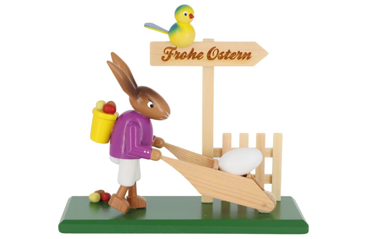 Easter bunny with wheelbarrow, 12 cm, colored by SEIFFEN.COM_1