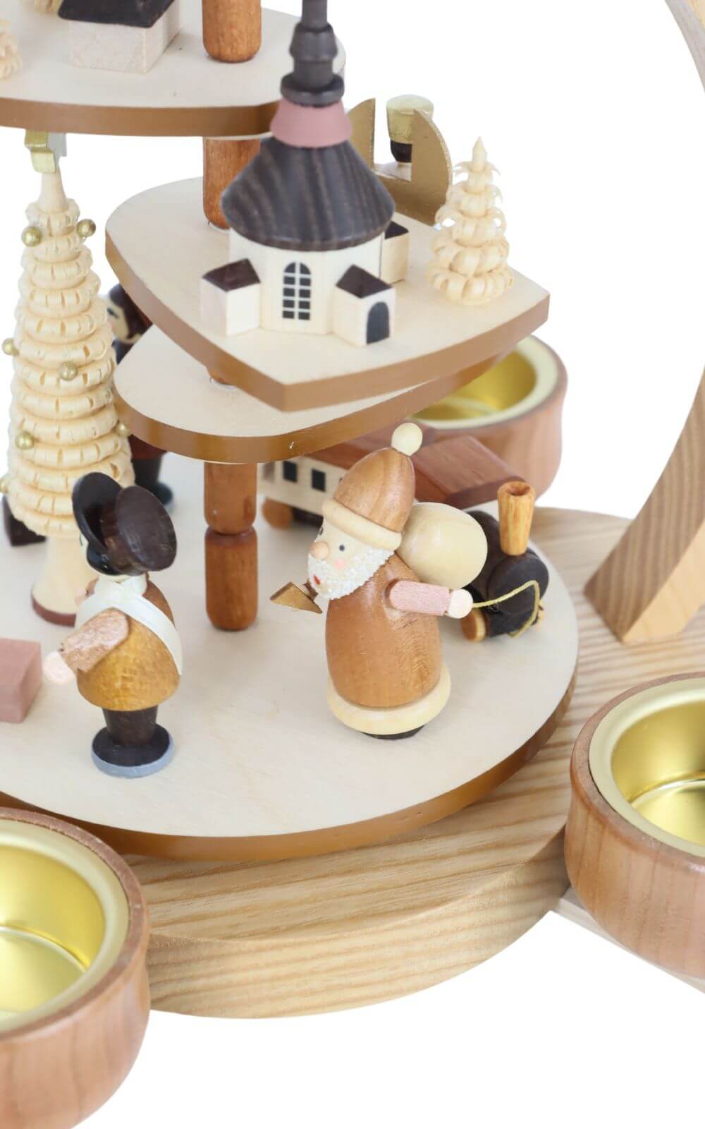 Christmas pyramid with Seiffen motif for tea lights, 22 cm, natural by Knuth Neuber_7