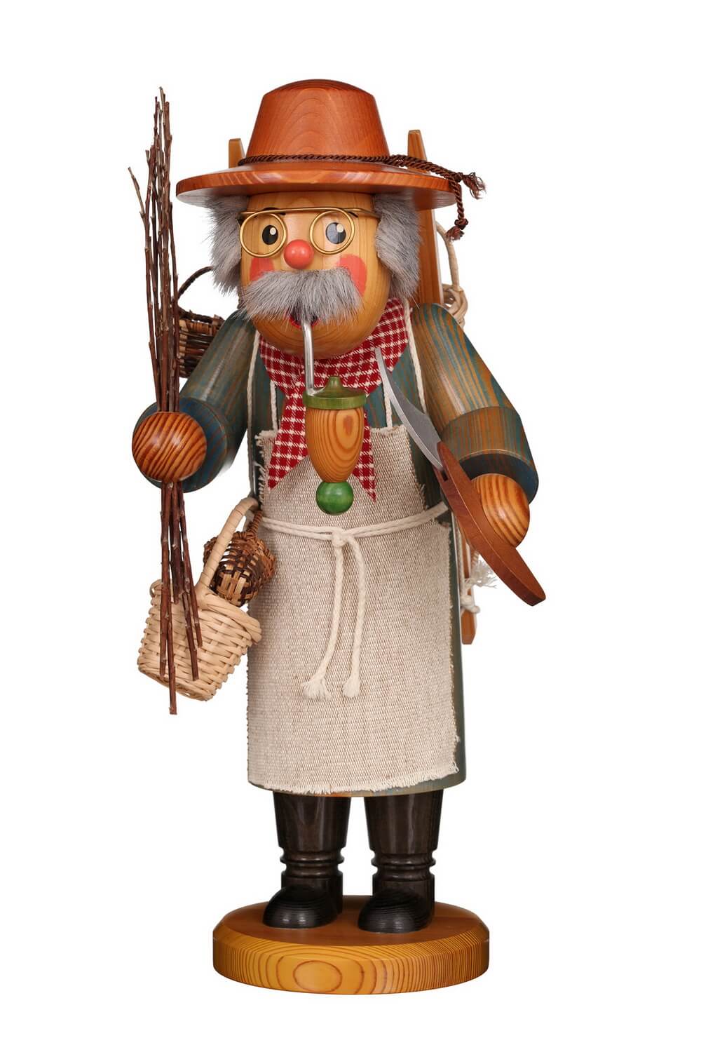 Smoking man basket maker, 50 cm, colored by Christian Ulbricht
