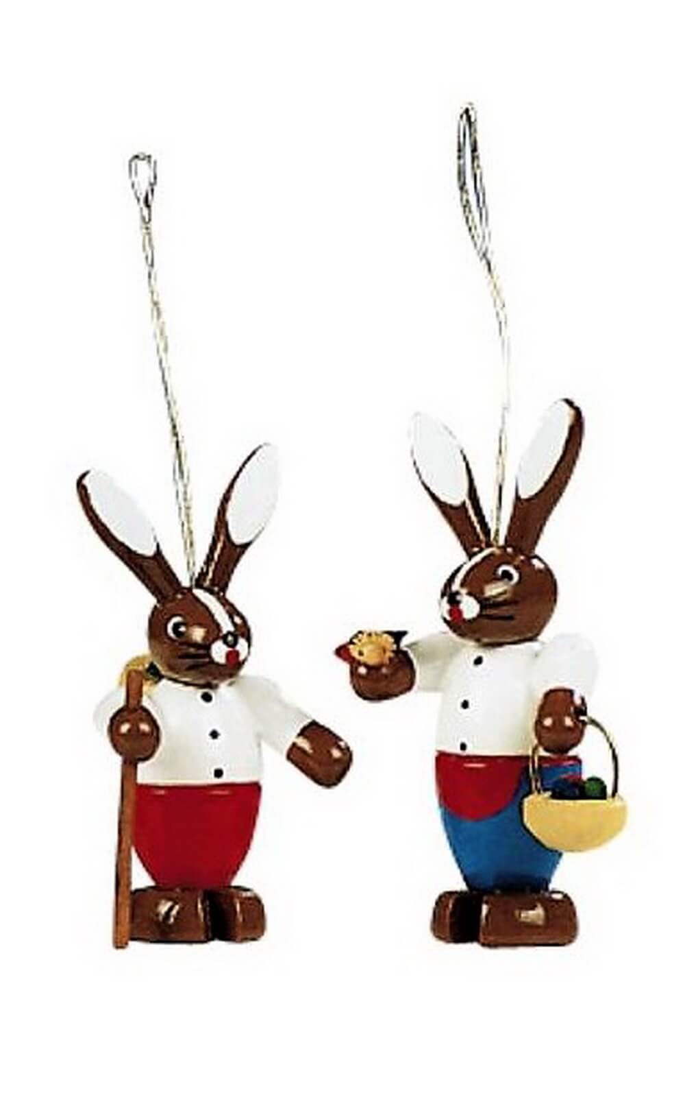 Easter bunny - pair to hang, coloured, 6 cm by Knuth Neuber
