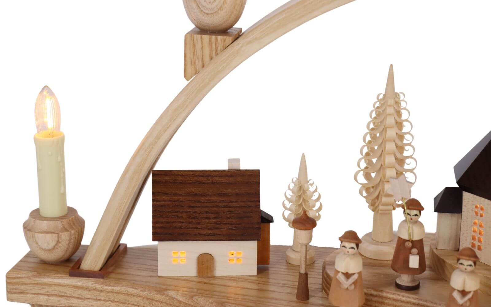 LED candle arch Seiffen church with illuminated houses, 54 cm by Knuth Neuber_3