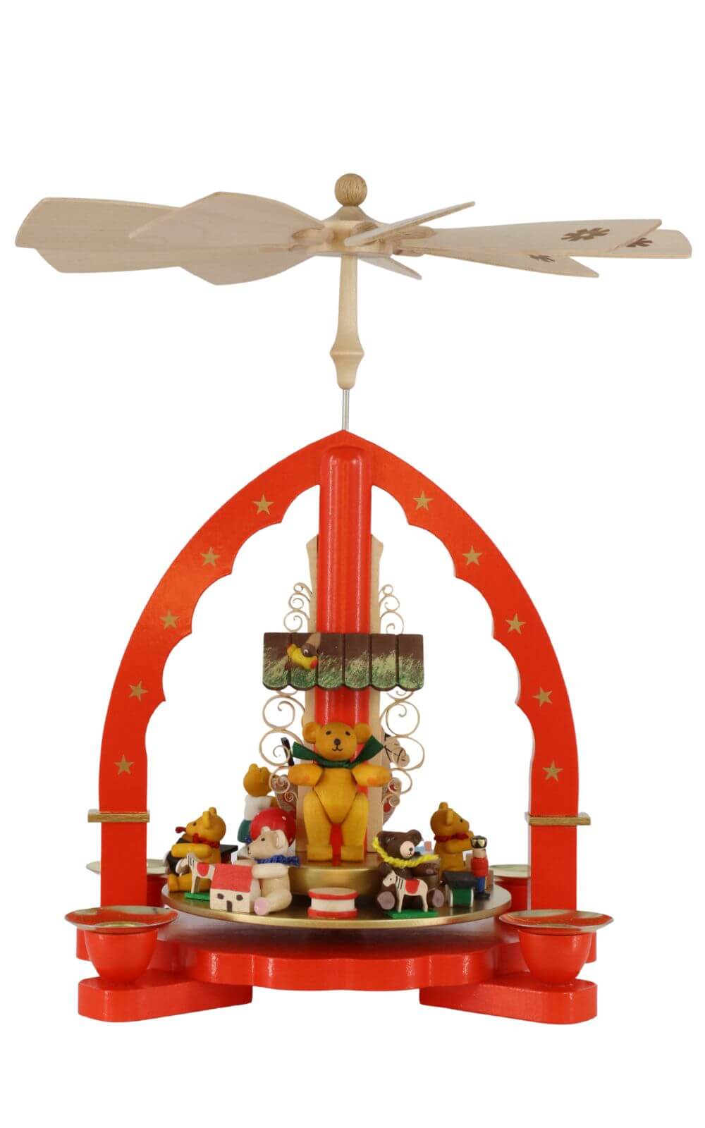 Christmas pyramid with playing bear cubs, 27 cm by Richard Glässer_1