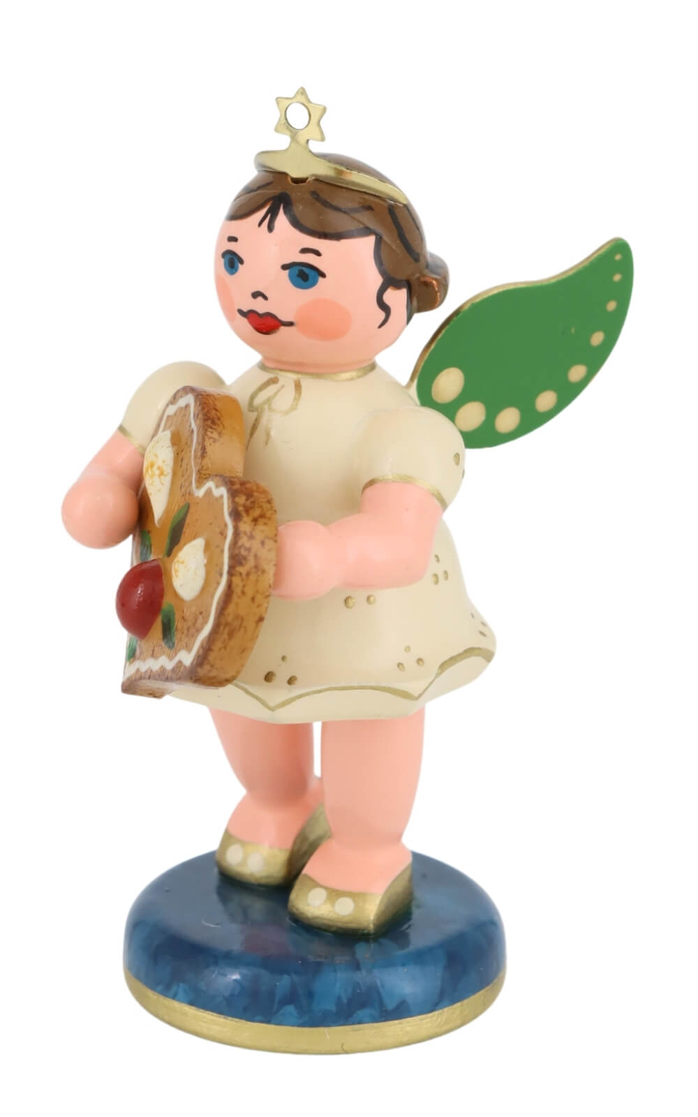 German Christmas Angel with Gingerbread Heart, 2.76 inches by Hubrig Volkskunst - Made in Germany_3