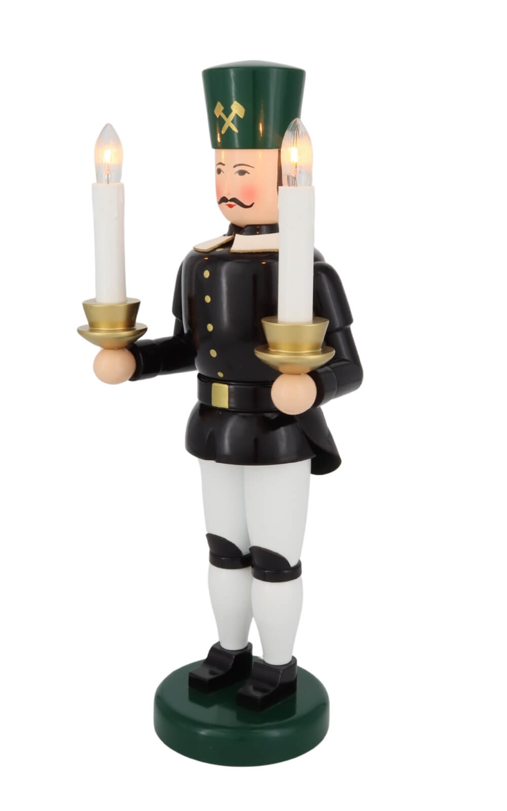 Angel and miner white - gold, 36 cm, electrically illuminated by Holzkunst Gahlenz_5