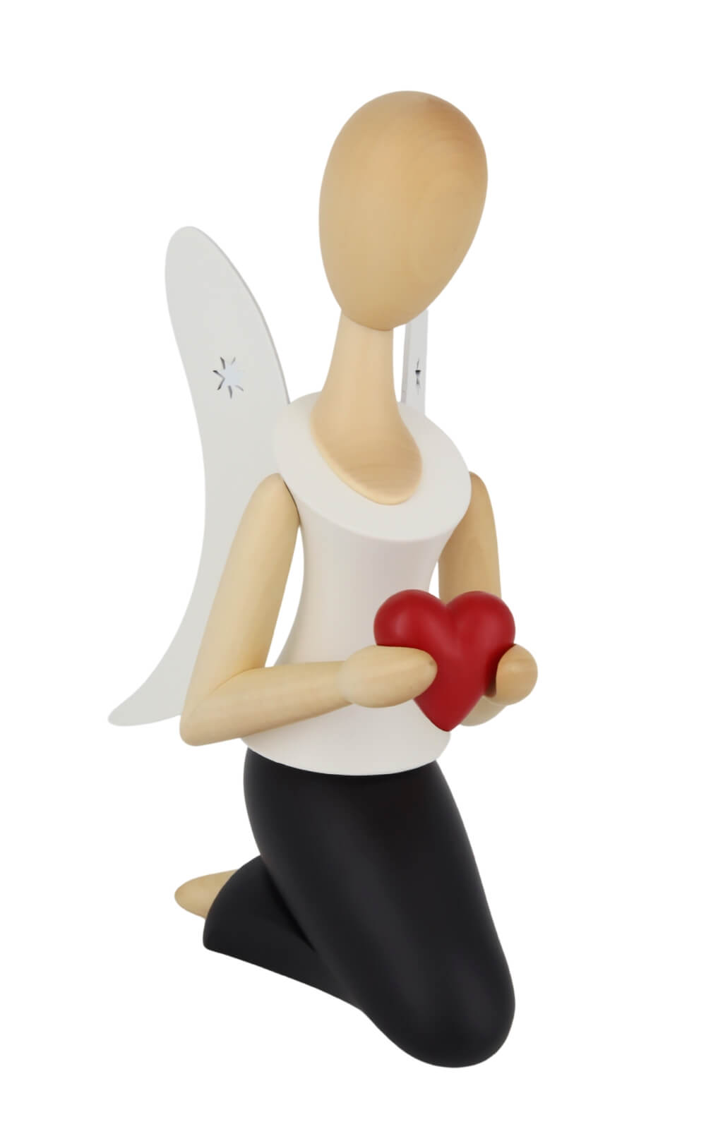 Angel - Sternkopf with heart, kneeling, 25 cm by Holzkunst Gahlenz