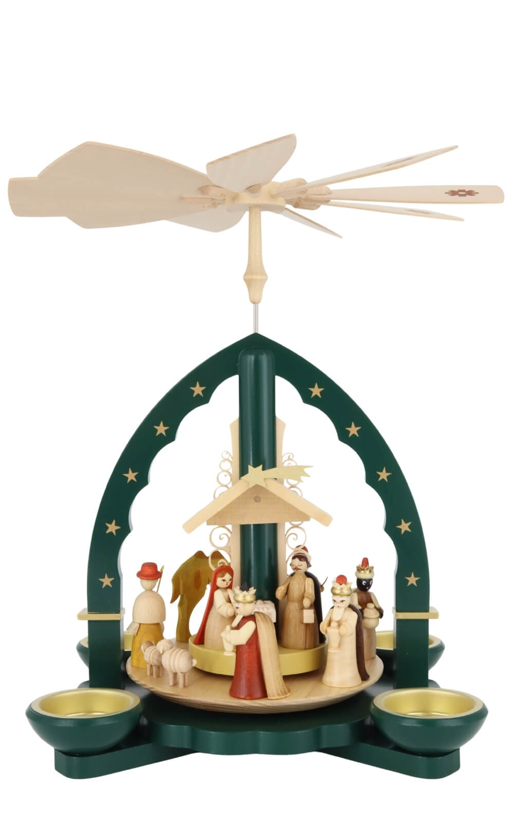 Christmas pyramid depicting the birth of Christ for tea lights and candles, green, 28 cm by Richard Glässer_9