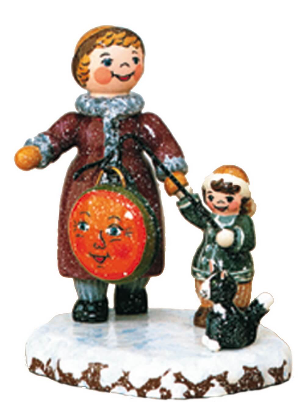Miniature winter child My sister and I by Hubrig Volkskunst