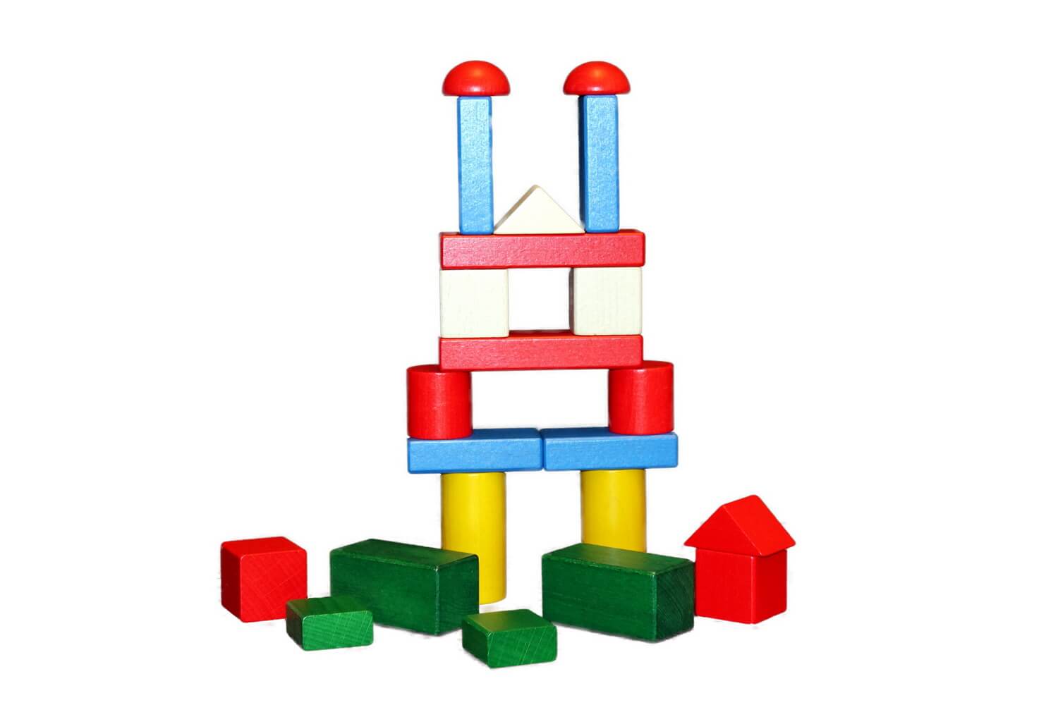 Coloured building set with 22 building blocks by Ebert GmbH