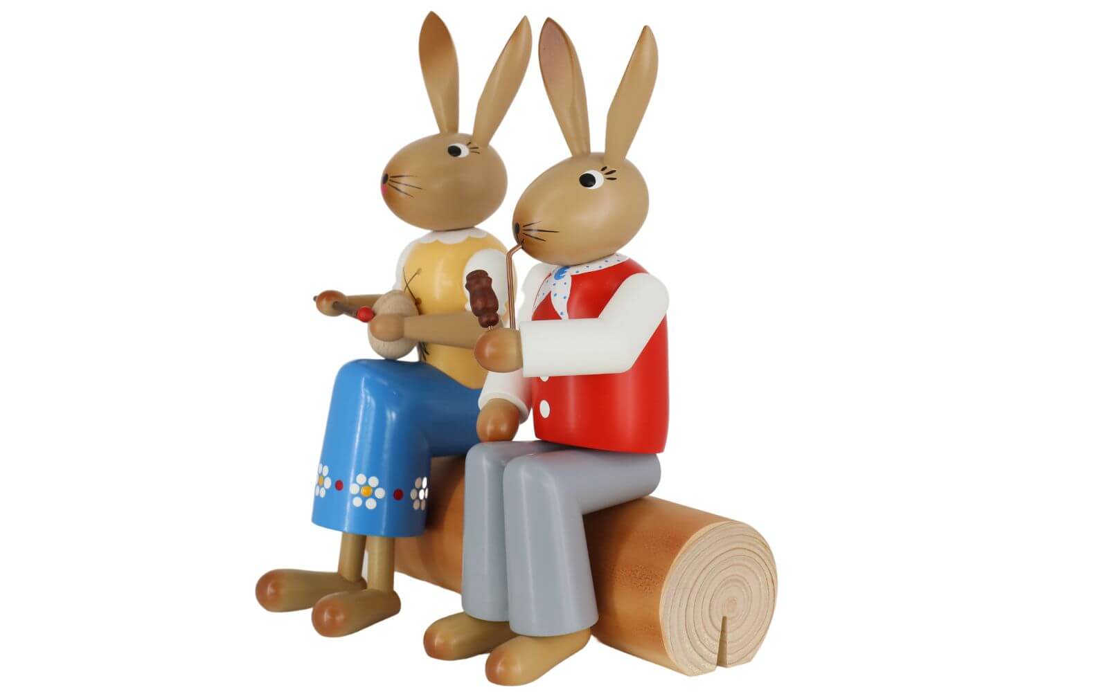 Easter bunny couple on tree trunk, 24 cm by SEIFFEN.COM_3