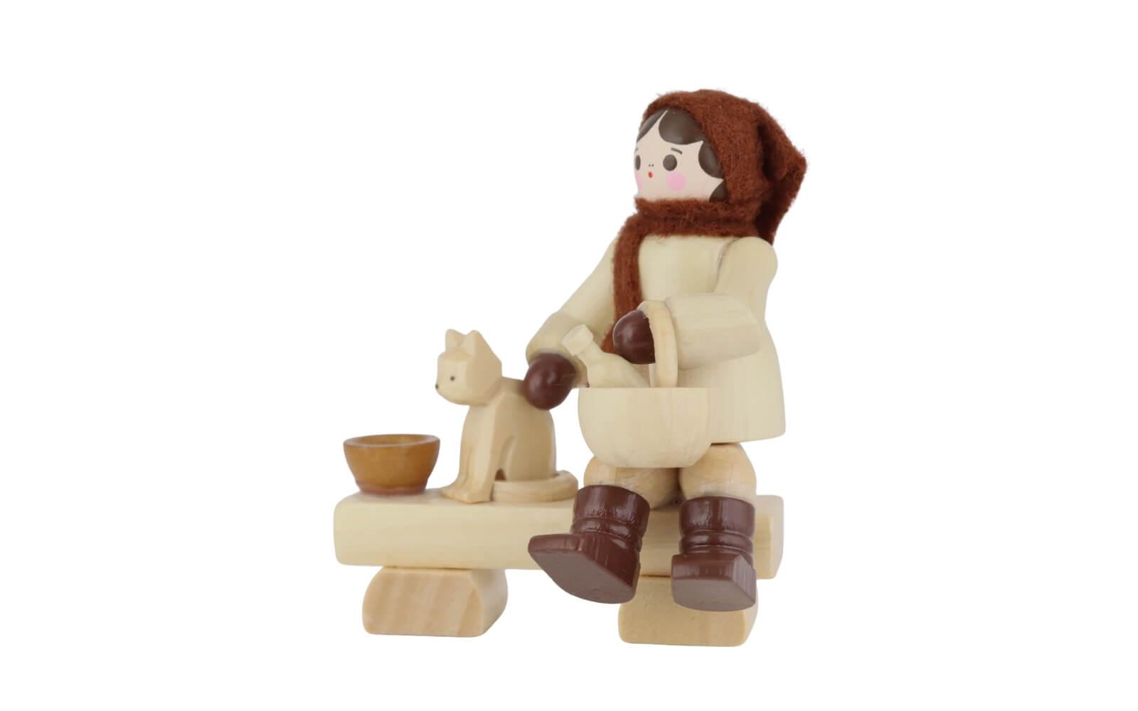 Girl Feeding Cat, natural, 6 cm / 2.36 in by Romy Thiel_2