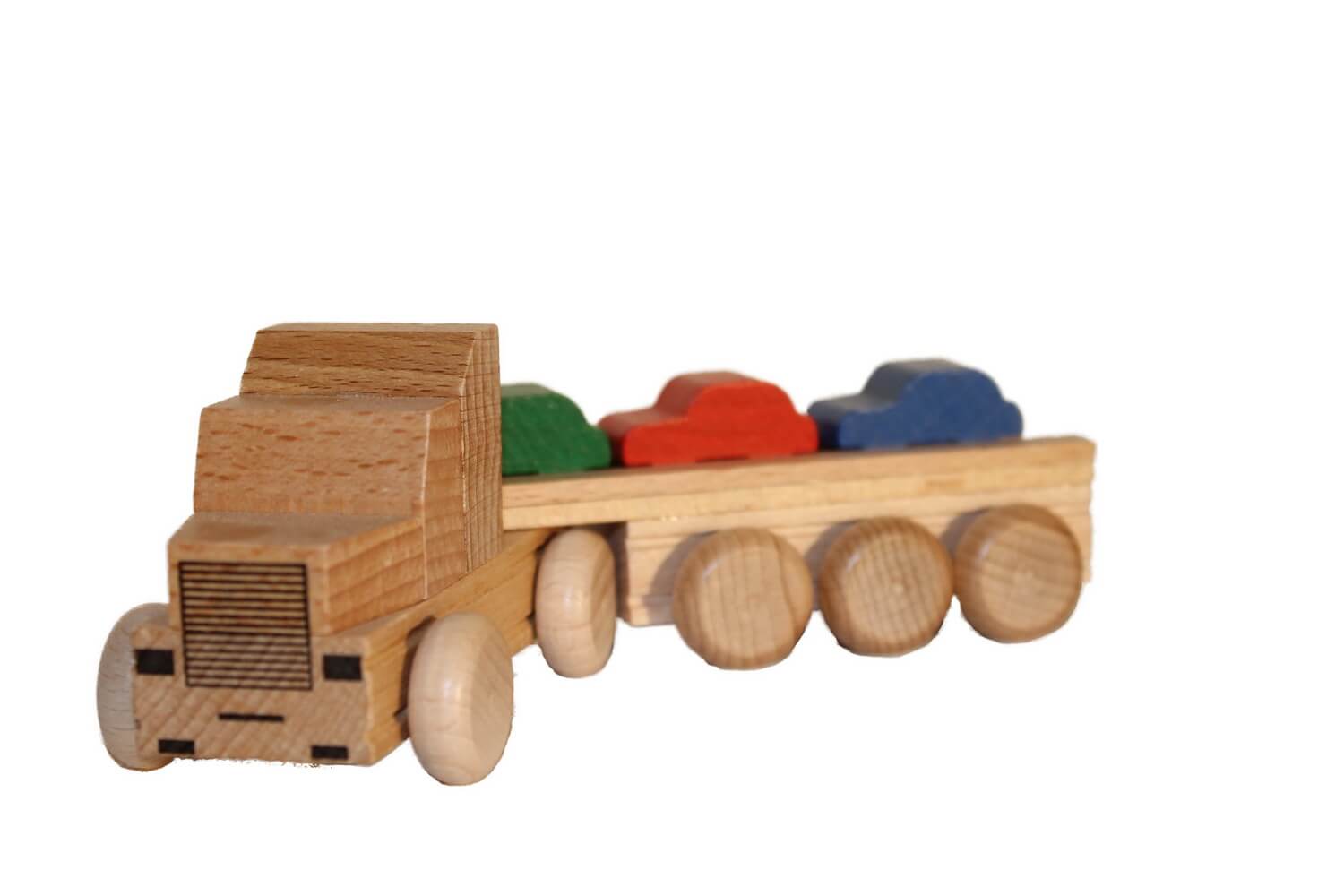 Wooden toy US Truck car transporter, natural by Ebert GmbH_1