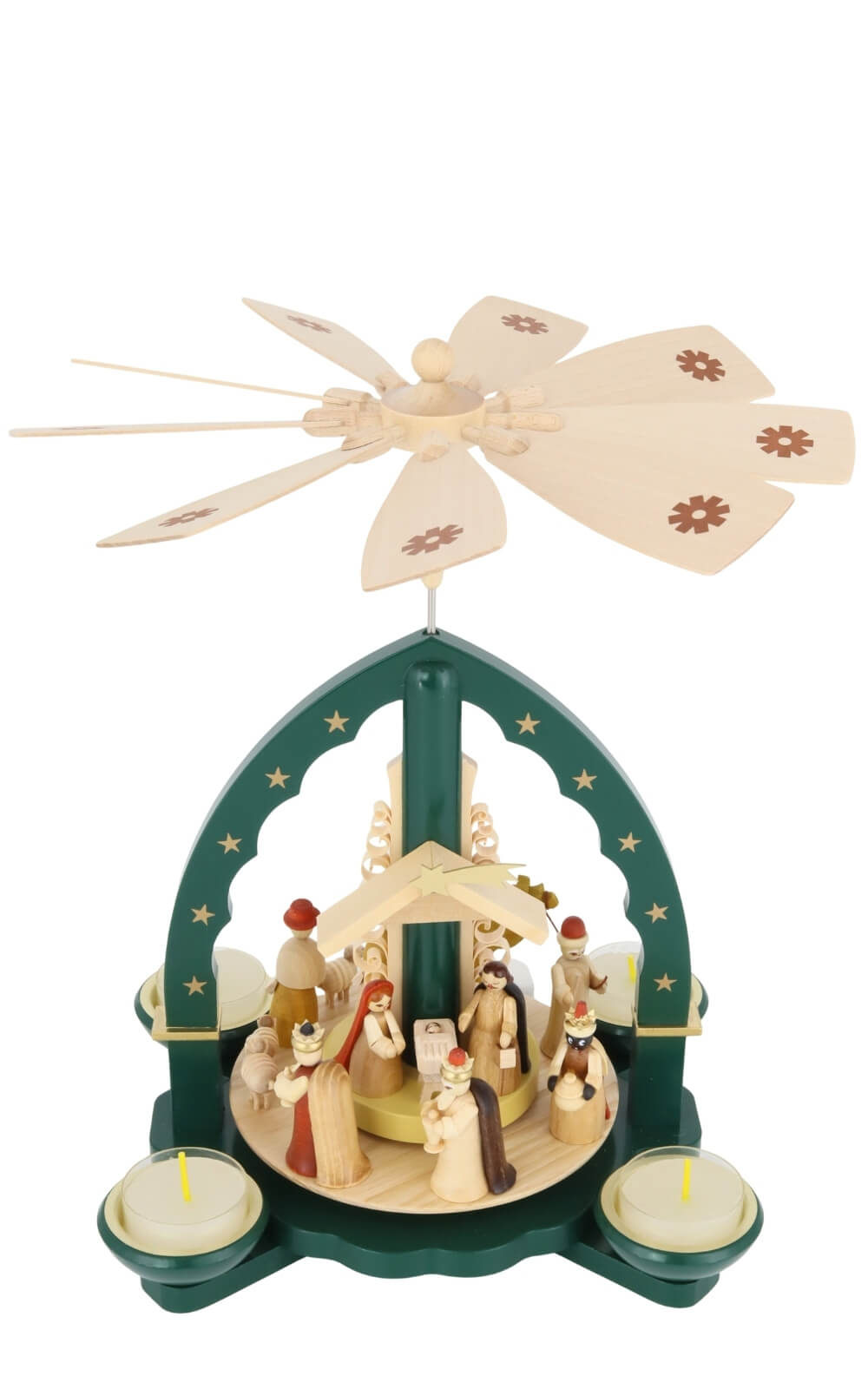 Christmas pyramid depicting the birth of Christ for tea lights and candles, green, 28 cm by Richard Glässer_6