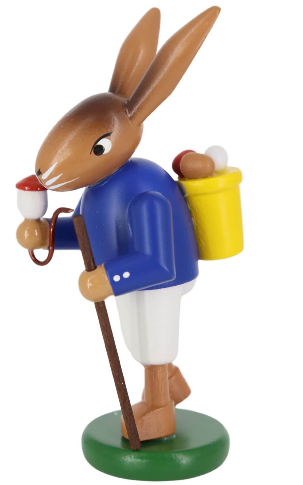 Easter bunny with walking stick, pipe and basket, 9 cm, colored by SEIFFEN.COM_3