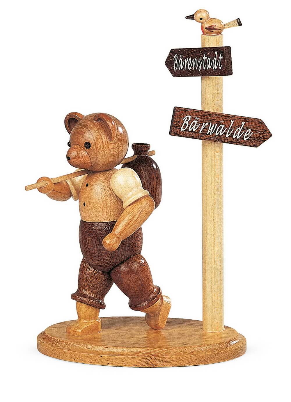 Teddy - Hiker at the signpost, 14 cm, natural by Müller Kleinkunst