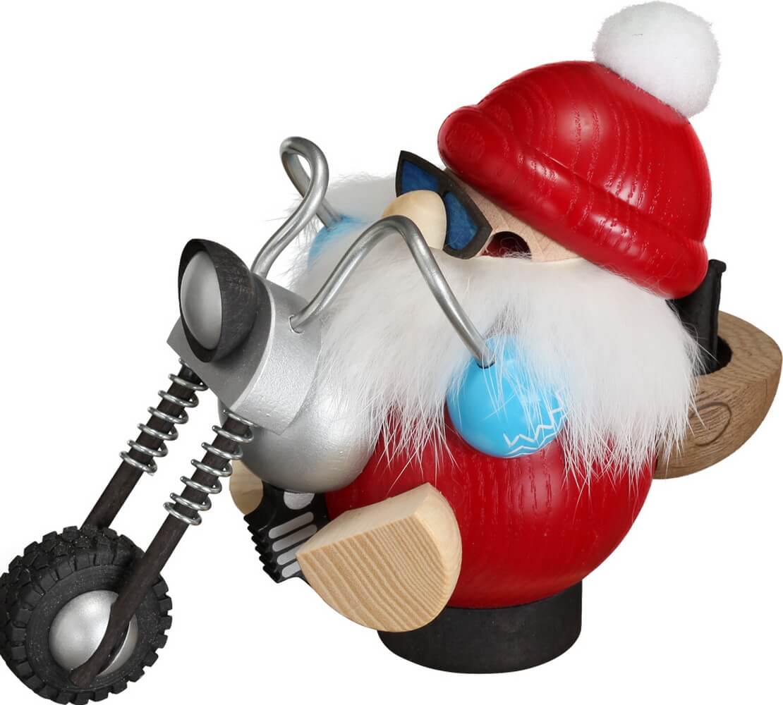 Smoking man - Ball smoking man Biker Santa Claus, 12 cm by Seiffener Volkskunst eG