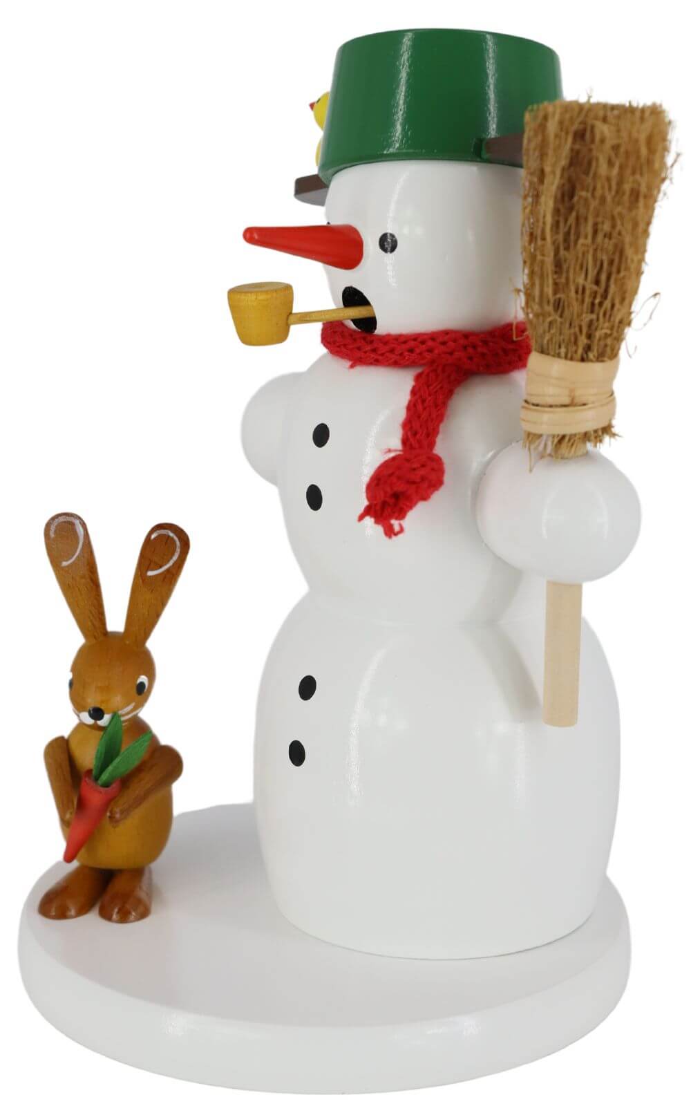Smoking man snowman with rabbit, 18 cm by Volker Zenker_3