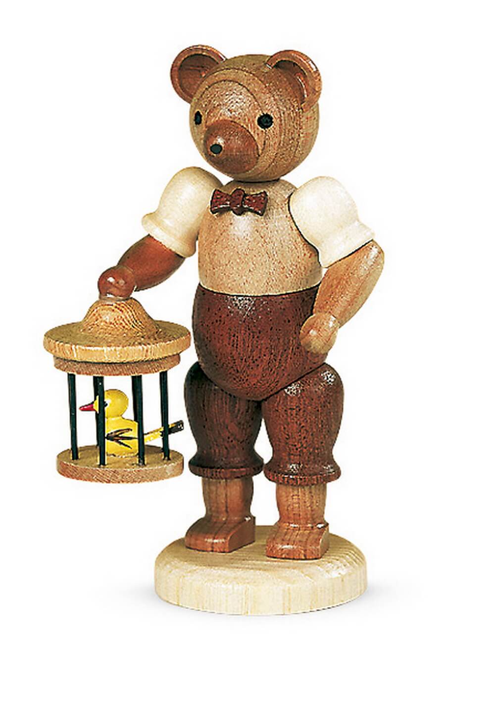 Miniature teddy - Boy with birdcage, nature by Müller Kleinkunst