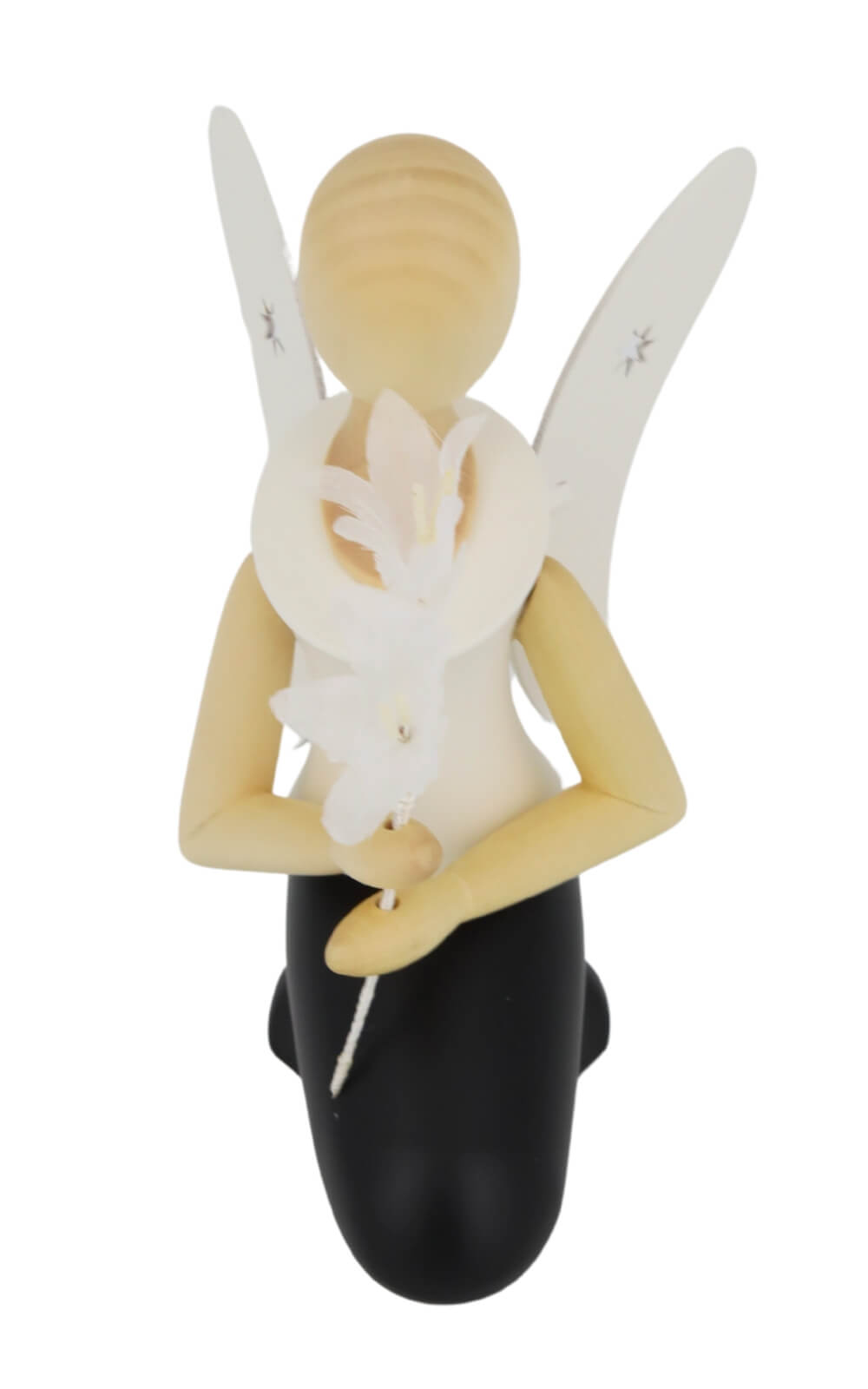 Angel - Sternkopf with bell flower, kneeling, 25 cm by Holzkunst Gahlenz_1