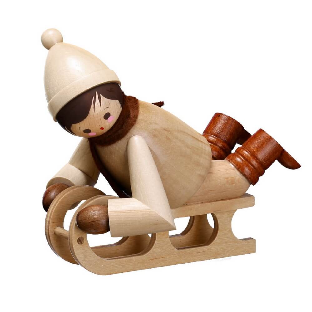 Lying rodler, natural, 10 cm by Romy Thiel