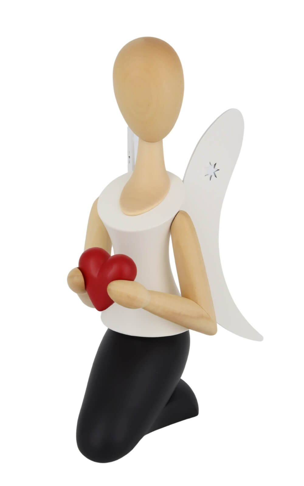 Angel - Sternkopf with heart, kneeling, 25 cm by Holzkunst Gahlenz_1