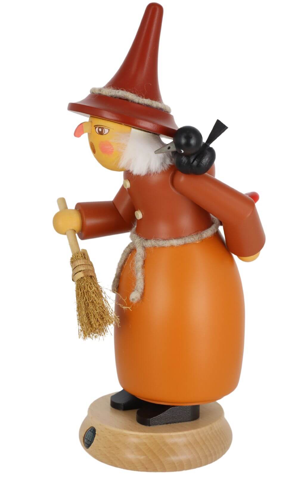 Smoking man witch with raven and toadstool, 25 cm, colored by Müller Kleinkunst_3