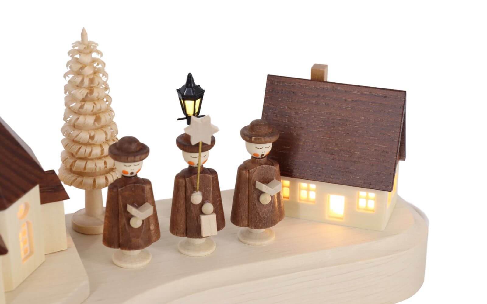 Pedestal Seiffen village and currende, illuminated, 36 cm by SEIFFEN.COM_5