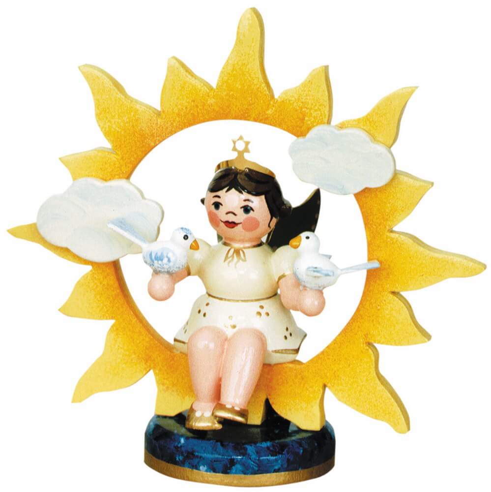 Miniature Christmas angel with sun and doves by Hubrig Volkskunst