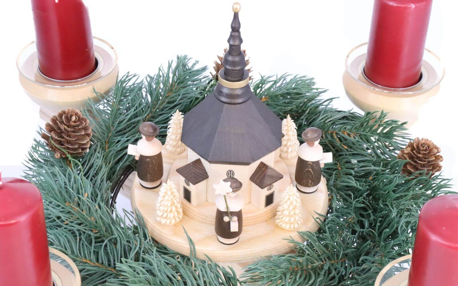Advent candlestick with Seiffen church and fir wreath, nature by Albin Preißler_pic2