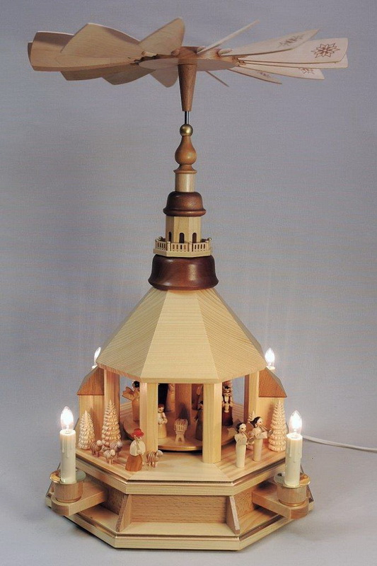 Christmas pyramid Seiffen church with Christ's birth, electric by Richard Glässer_pic1