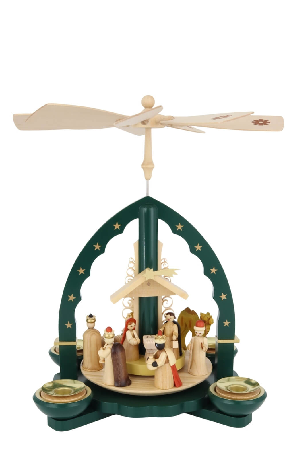 Christmas pyramid depicting the birth of Christ for tea lights and candles, green, 28 cm by Richard Glässer_4