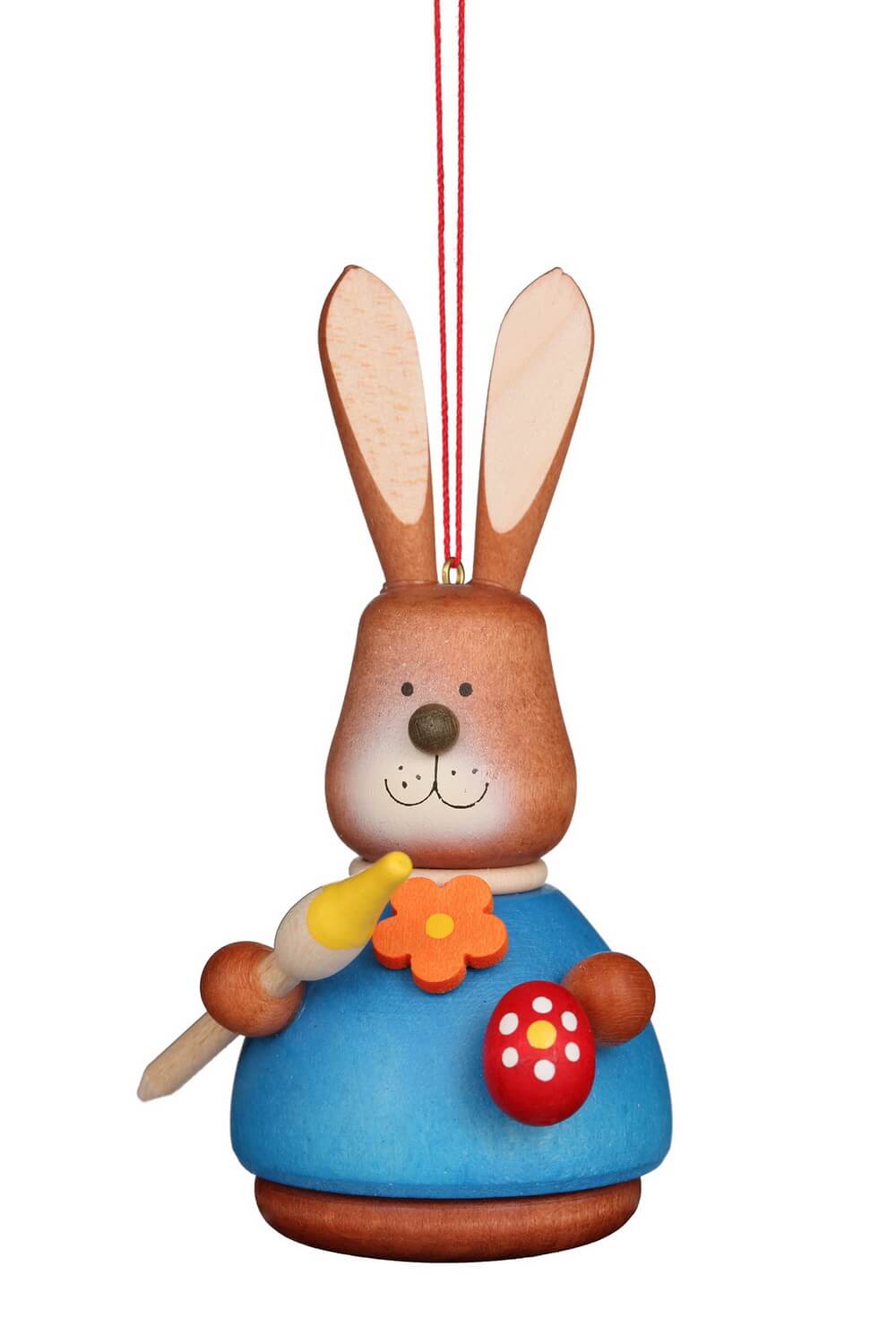 Easter bunny - wobbly bunny to hang with brush, 10 cm, colored by Christian Ulbricht