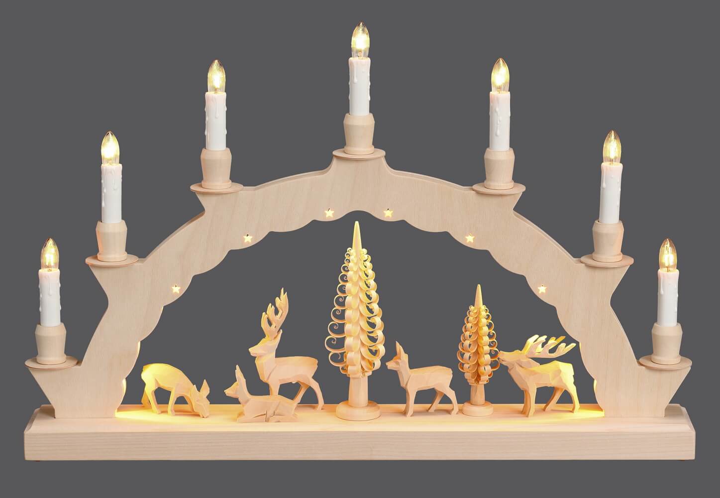 LED Candle arch with carved deer and 2-fold lighting by SEIFFEN.COM_3