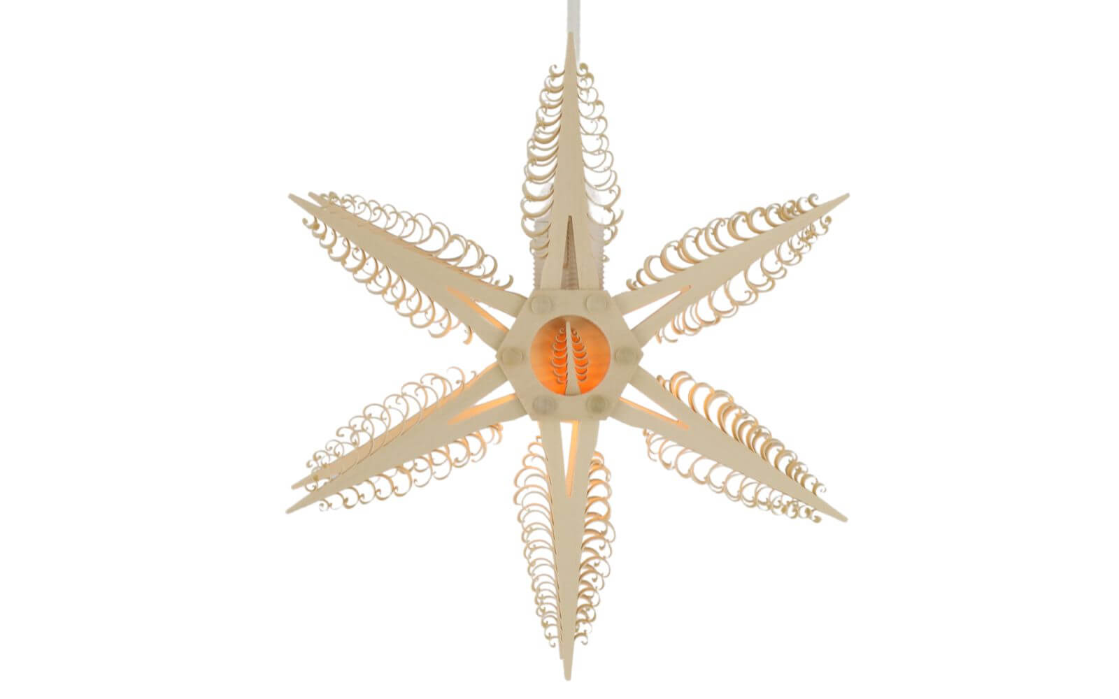 Wooden star, diameter 24 cm, ellectrically by Martina Rudolph_2