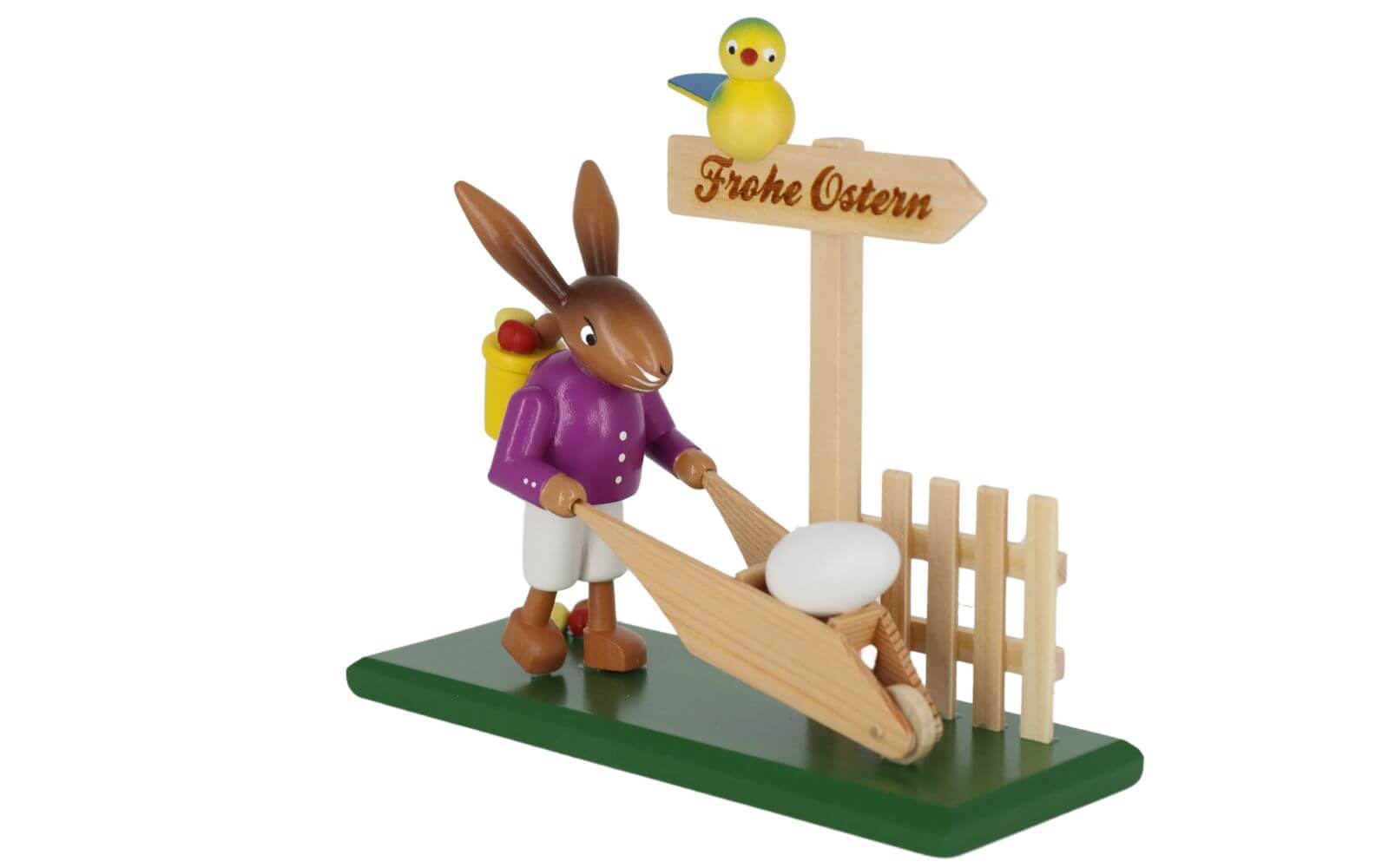 Easter bunny with wheelbarrow, 12 cm, colored by SEIFFEN.COM_2