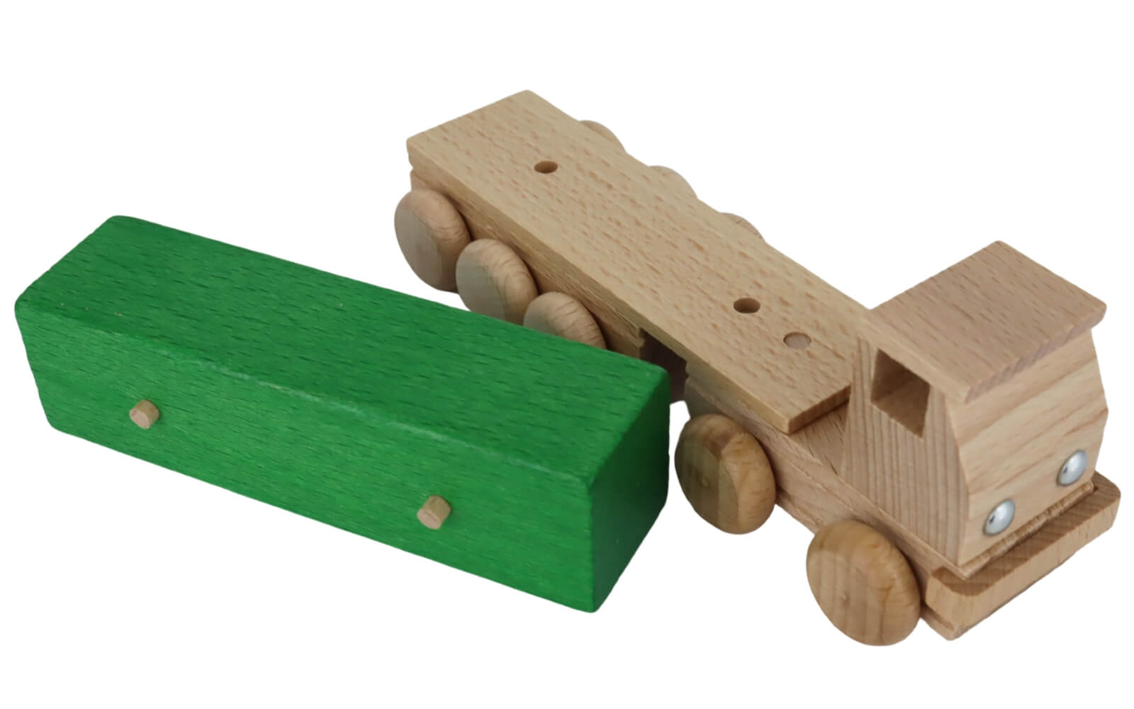 Wooden toy Semi - trailer truck with platform, colored by Ebert GmbH_1