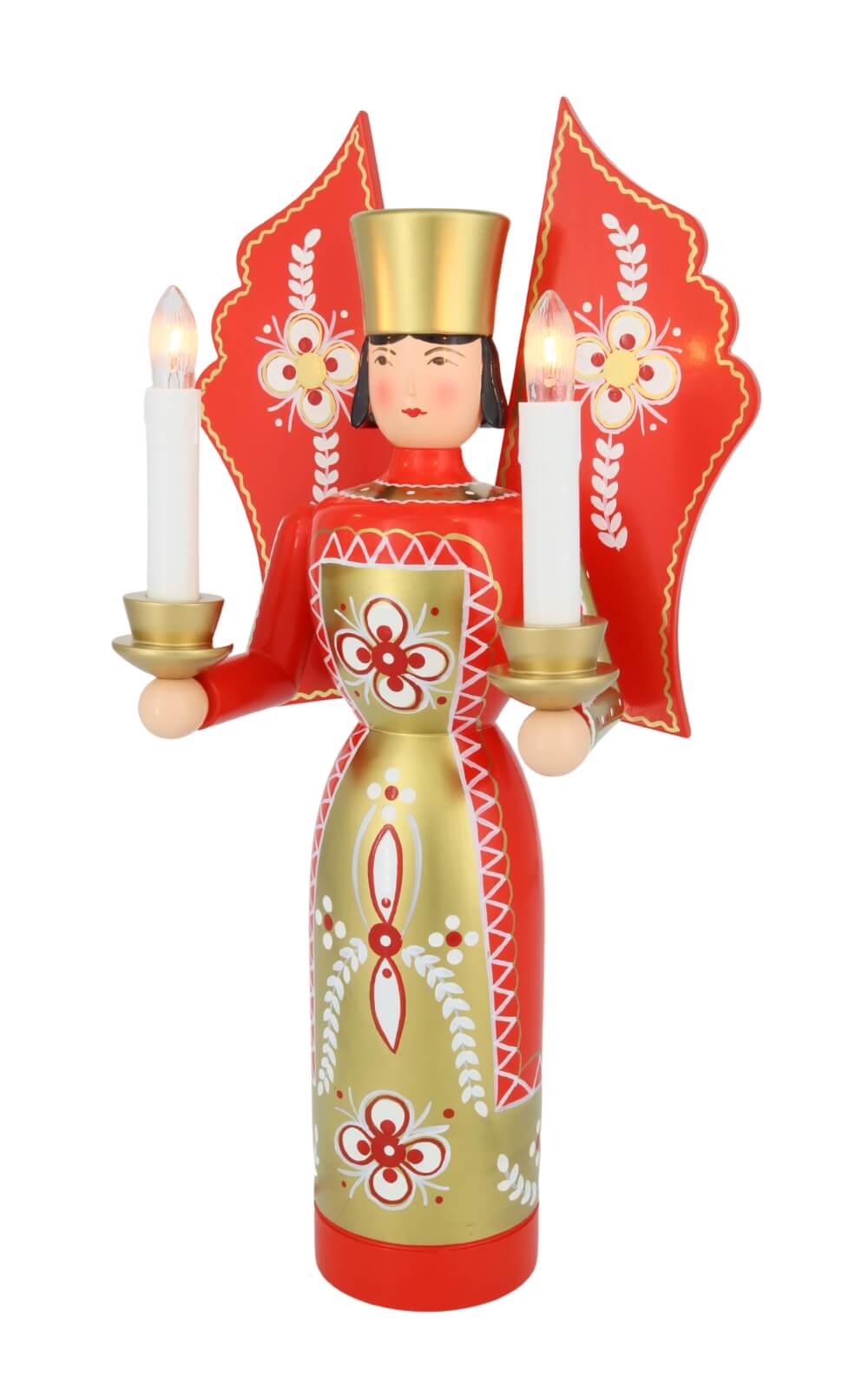Angel and miner red - gold, 36 cm, electrically illuminated by Holzkunst Gahlenz_6