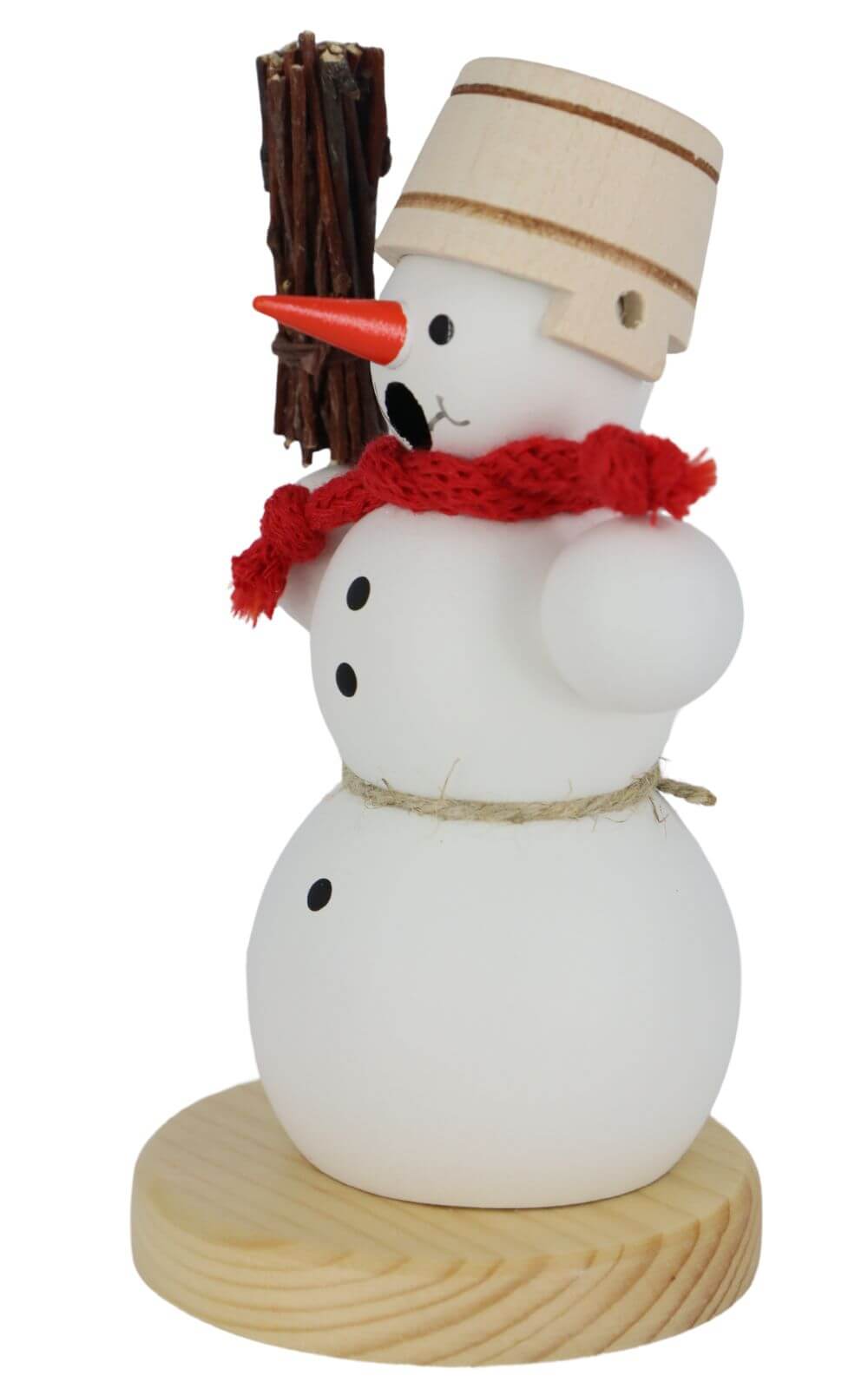 Smoking man snowman with broom, 13 cm, colored by Ralf Zenker_3