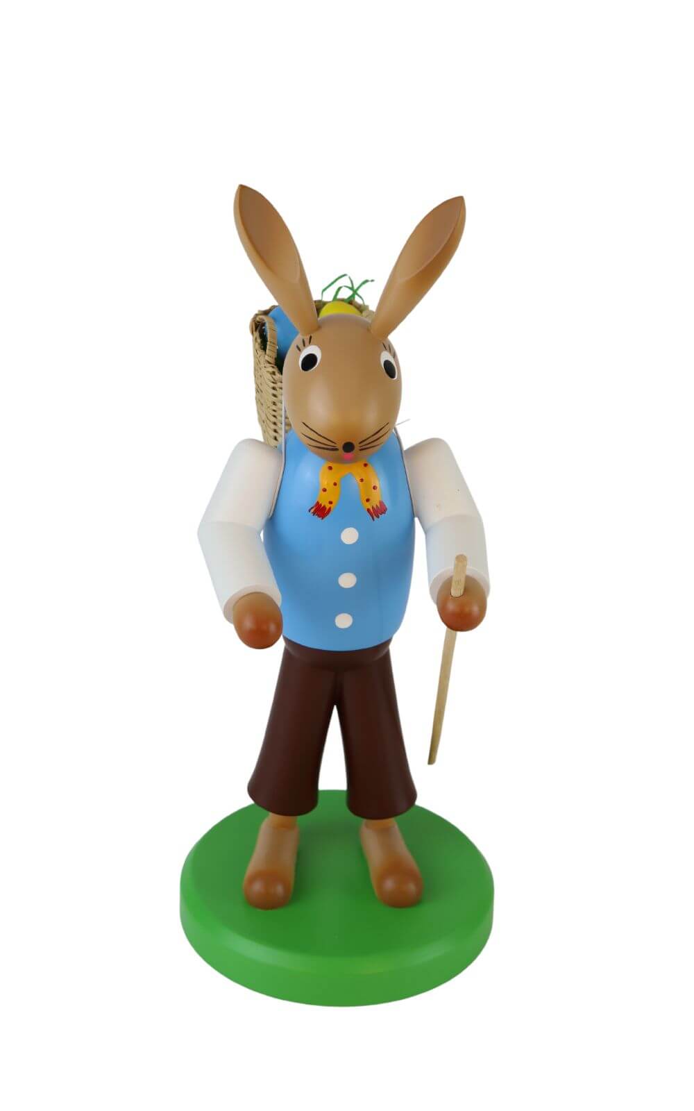 Easter bunny with basket and walking stick, 28 cm by SEIFFEN.COM