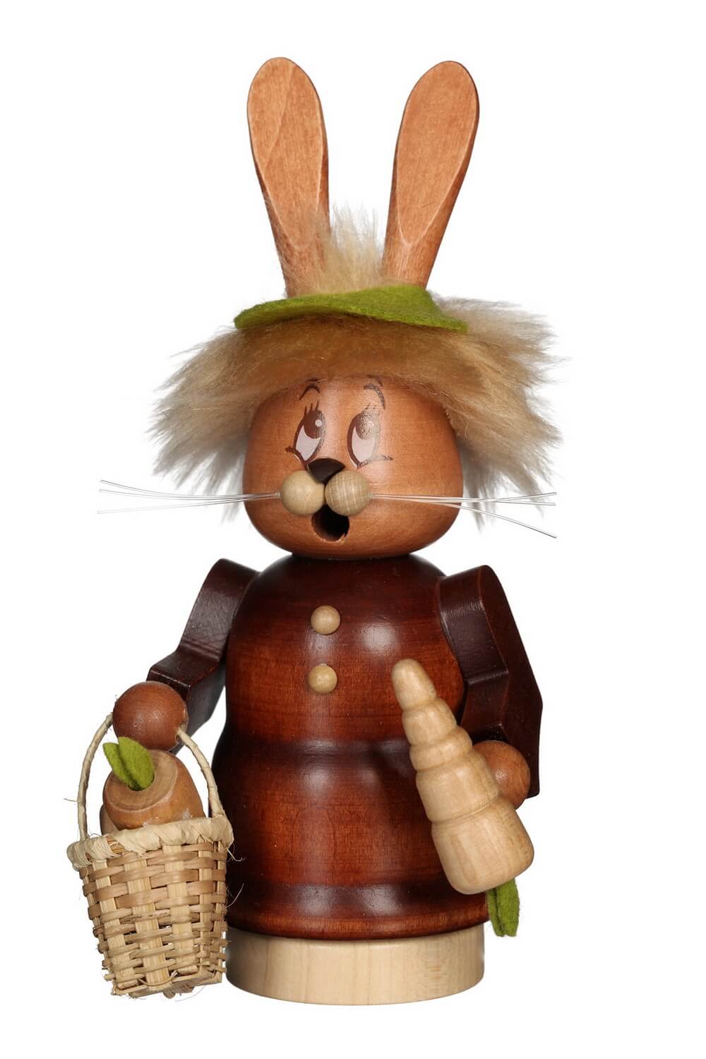 Smoking man mini gnome rabbit with carrot, 17 cm by Christian Ulbricht