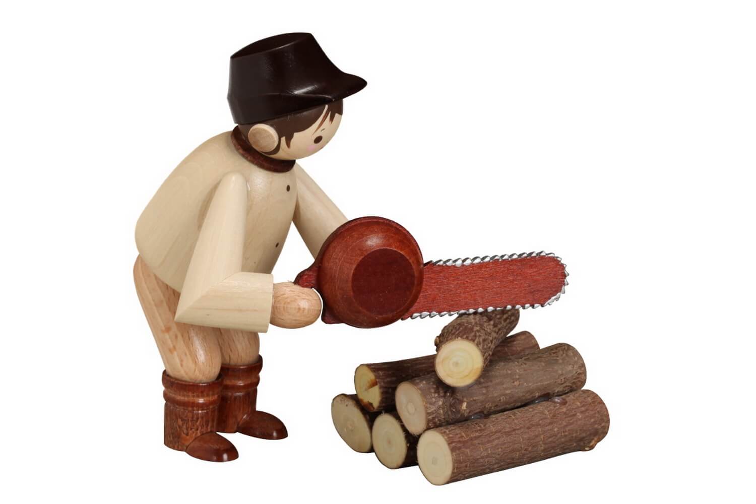Motorized chainsaw, 11 cm, natural by Romy Thiel